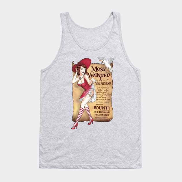 Redhead Pirate Pin-up Tank Top by JMKohrs